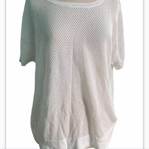 Old Navy Active Wear White Cotton Mesh Top Large